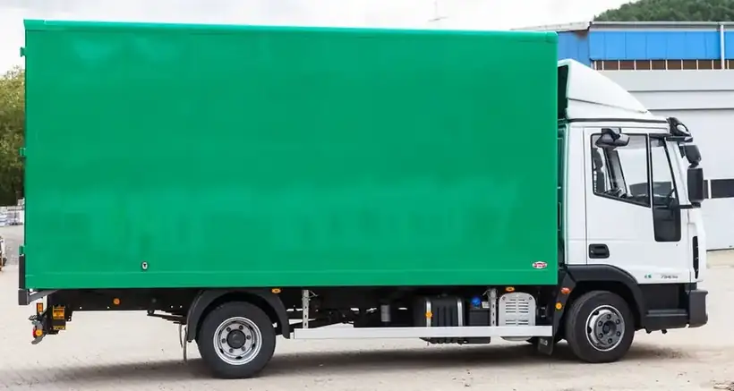 LKW mit grüner Plane – Fahrzeugbeschriftung von Münch Werbetechnik Siegen