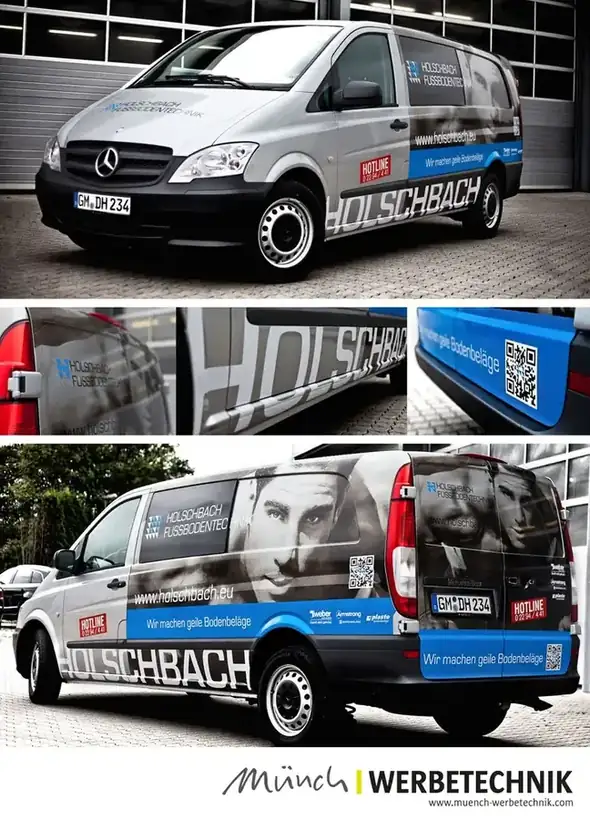 Transporter Holschbach Collage – Fahrzeugbeschriftung von Münch Werbetechnik Siegen