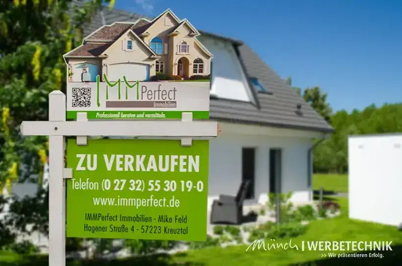 Immobilienschild IMMPerfect – Schilder & Leitsysteme von Münch Werbetechnik Siegen