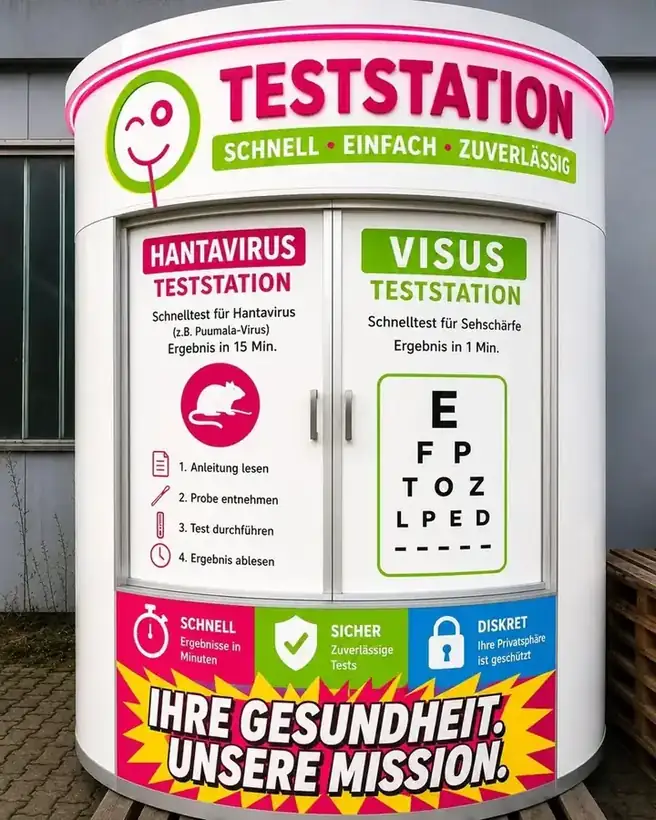 Werbesäule Teststation Hantavirus – Schilder & Leitsysteme von Münch Werbetechnik Siegen