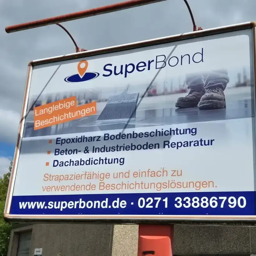 Werbeschild SuperBond Beschichtungen – Schilder & Leitsysteme von Münch Werbetechnik Siegen